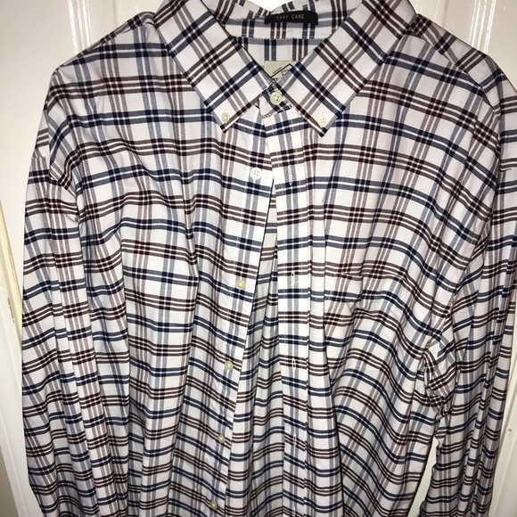 Navy & Brown Plaid Button Up Shirt - Picture 1 of 3